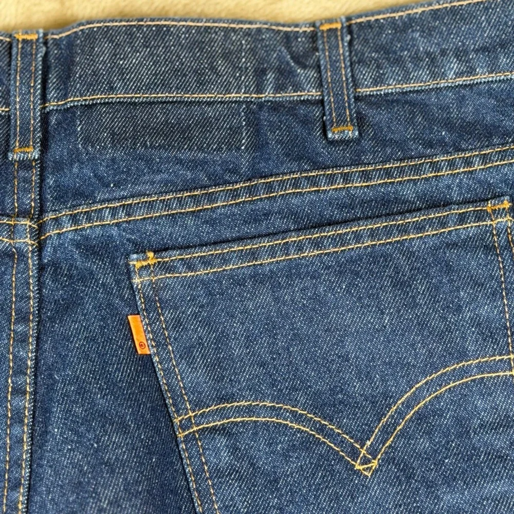 Vintage Levis Orange Tab Jeans Mens 35x30 Dark Wash Tapered Leg Made in USA 691